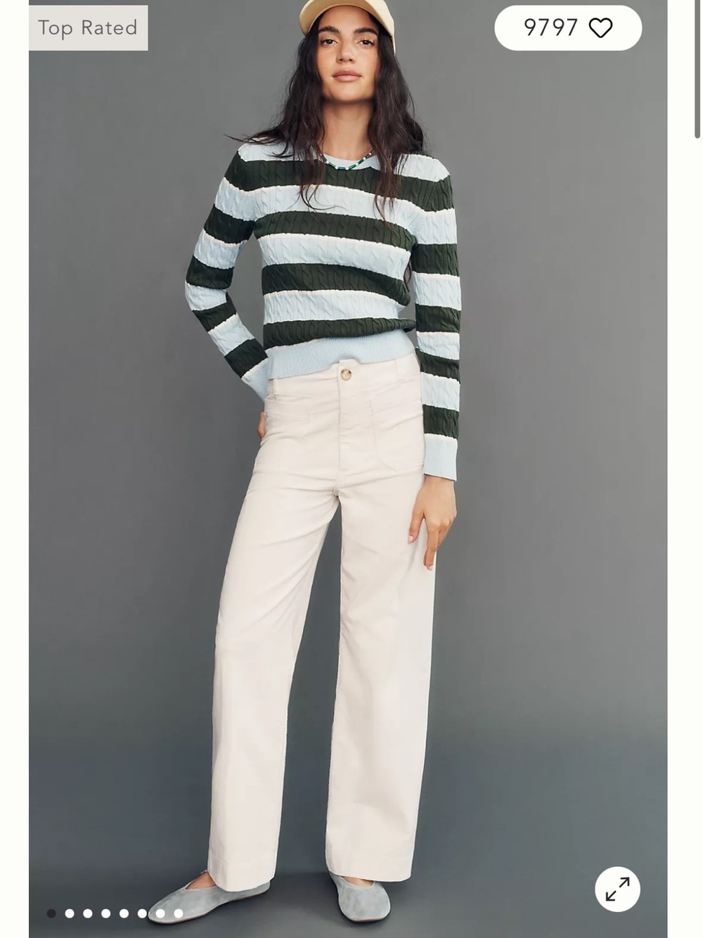 Maeve Colette Cream Corduroy Wide Leg pants full length